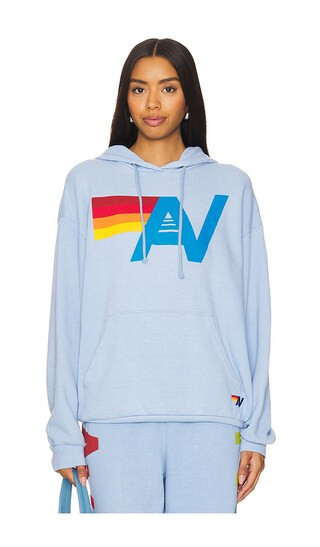 Aviator Nation Logo Pullover Hood Relaxed in Baby Blue. - size XL | Revolve Clothing (Global)