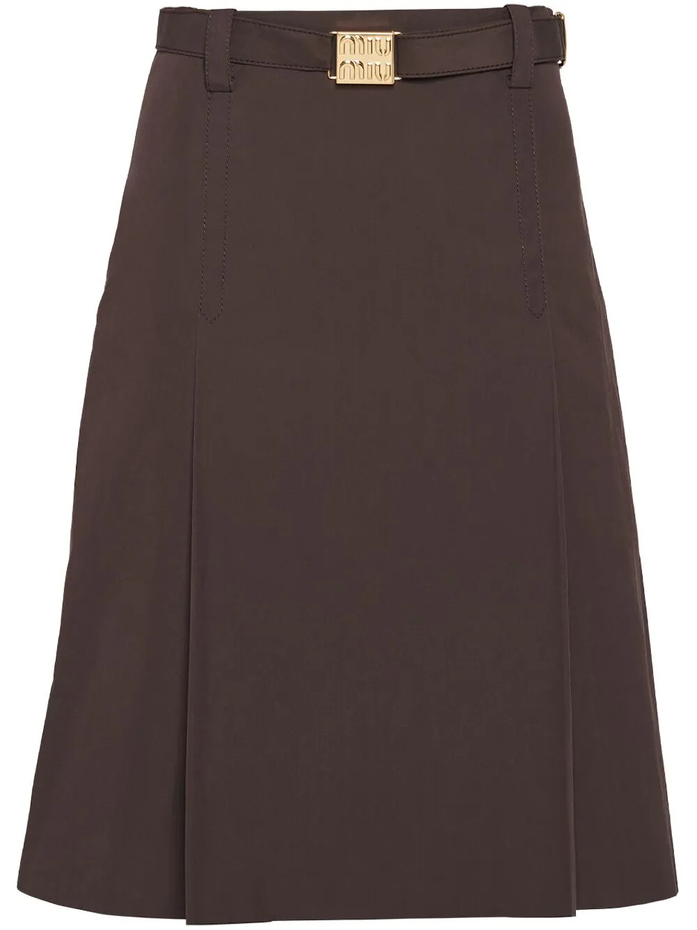 Miu Miu logo-plaque Cotton Midi Skirt - Farfetch | Farfetch Global