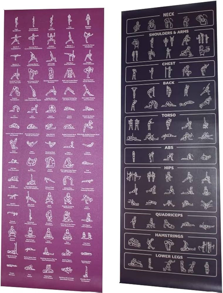 Beginner Instructional Yoga Mat with Poses Printed On It - 75 Illustrated Yoga Poses & 75 Stretch... | Amazon (US)