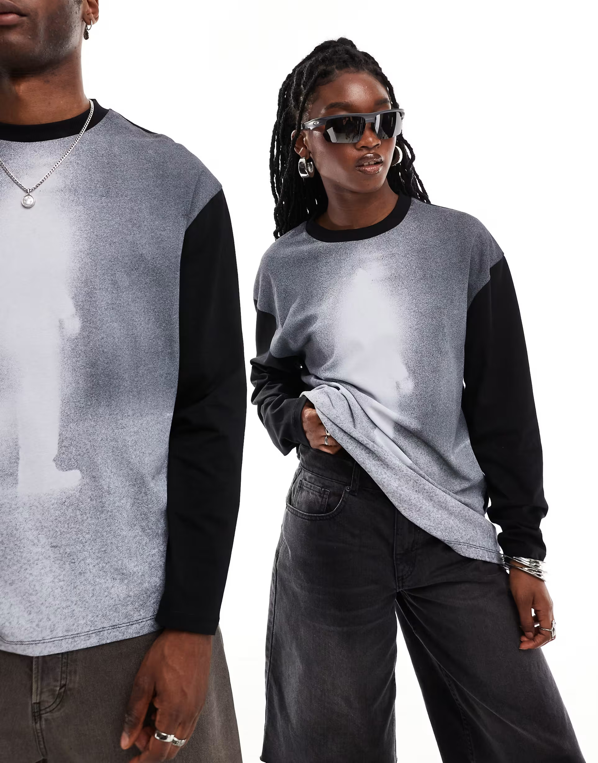 COLLUSION Unisex long sleeve graphic T-shirt with distorted photographic print | ASOS (Global)
