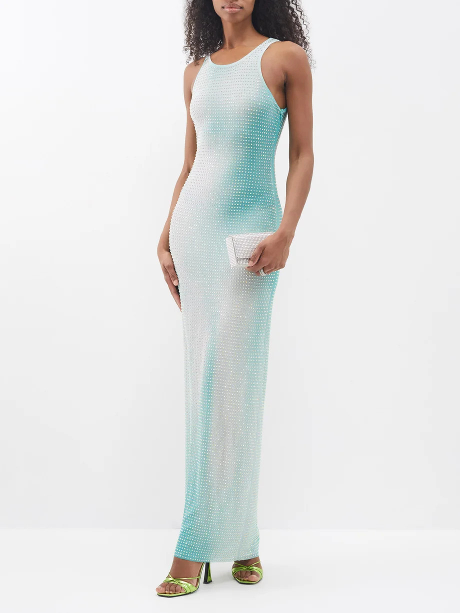 Crystal-embellished gradient-mesh maxi dress | Matches (US)
