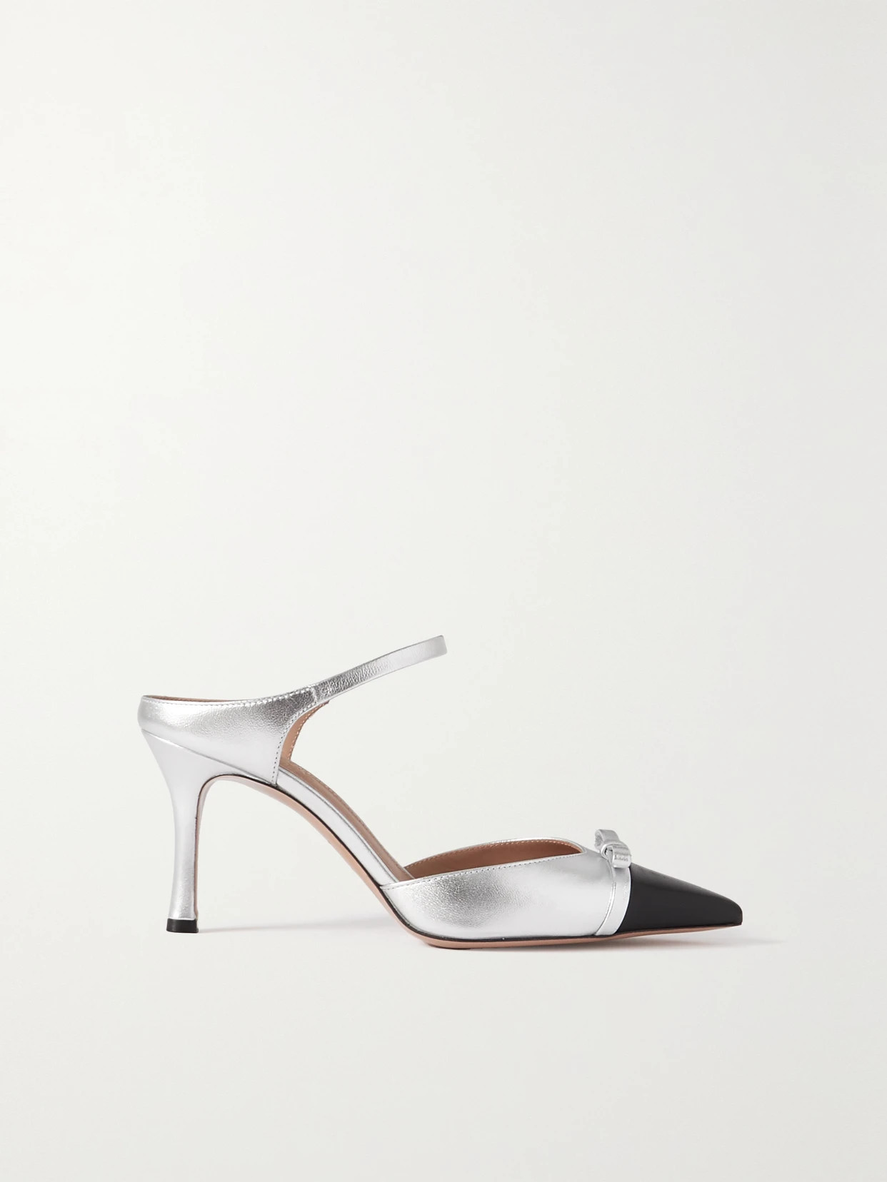 Malone Souliers - Blythe 80 Bow-embellished Two-tone Metallic Leather Mules - Silver - IT40.5 | NET-A-PORTER APAC