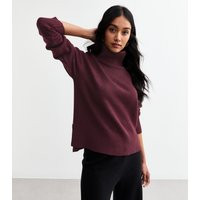 Women's Burgundy Roll Neck Step Hem Jumper New Look | New Look (UK)