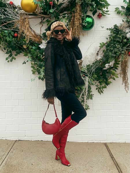 Christmas Eve look of the Day🎄
Red boots, black jeans, red handbag 

#LTKstyletip