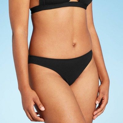 Women&#39;s Crepe Textured Cheeky Bikini Bottom - Shade &#38; Shore&#8482; Black S | Target