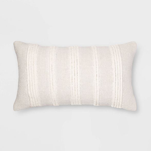 Oversize Textured Woven Striped Throw Pillow Cream - Threshold™ | Target