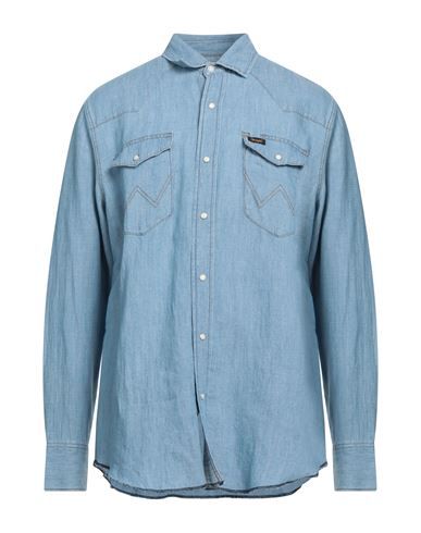 Wrangler Man Denim shirt Blue Size L Cotton, Hemp | YOOX (US)