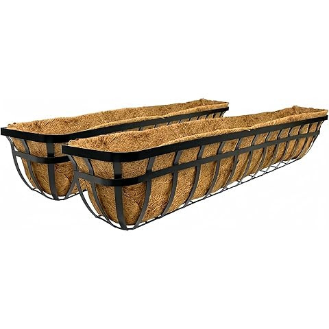 BestNest 2-Pack Panacea 88558 Flat Iron Series Planter Boxes, 36" – Black Metal Window Box Plan... | Amazon (US)