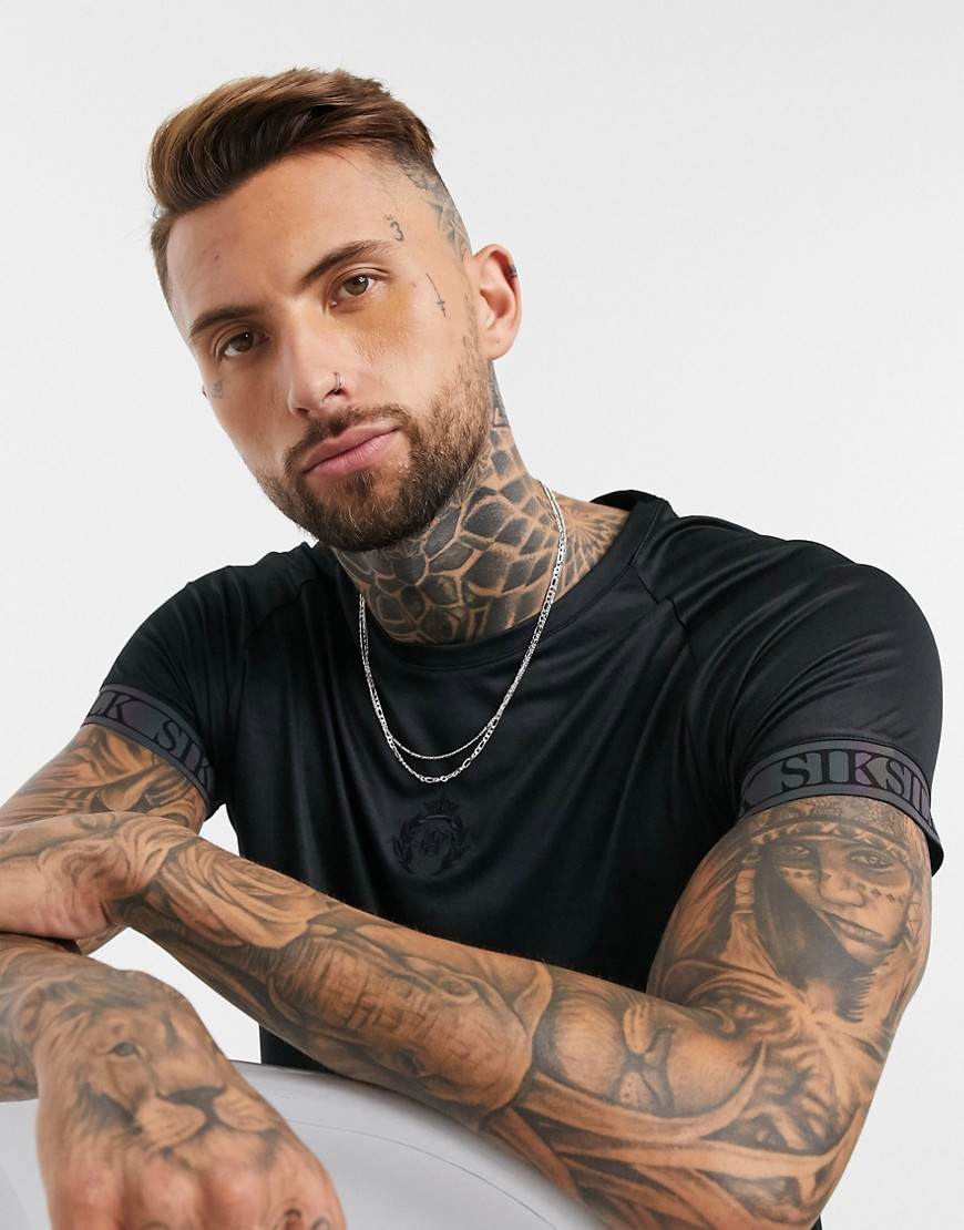 SikSilk iridescent tech t-shirt in black | ASOS (Global)