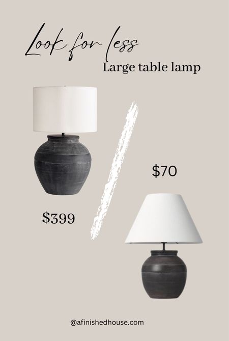 Look for less: large table lamp, black base. 



#LTKstyletip #LTKFind #LTKhome