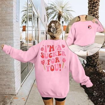 UNIQUEONE I Am A Sucker For You Sweatshirts Women Valentines Day Sweatshirt Heart Sweater Crewnec... | Amazon (US)