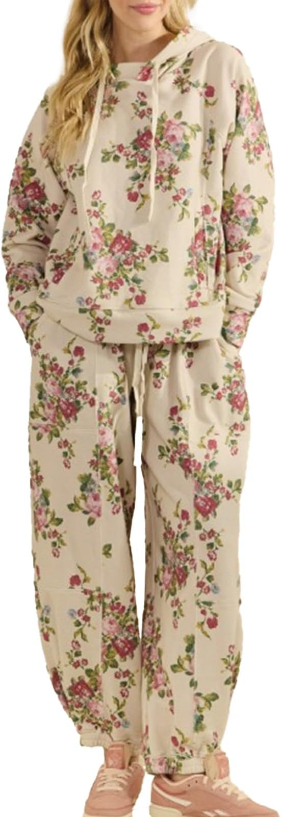 Mandonce Sweat Set for Women Long Sleeve Hooded Oversized Sweatshirt Drawstring Wide Leg Sweatpan... | Amazon (US)