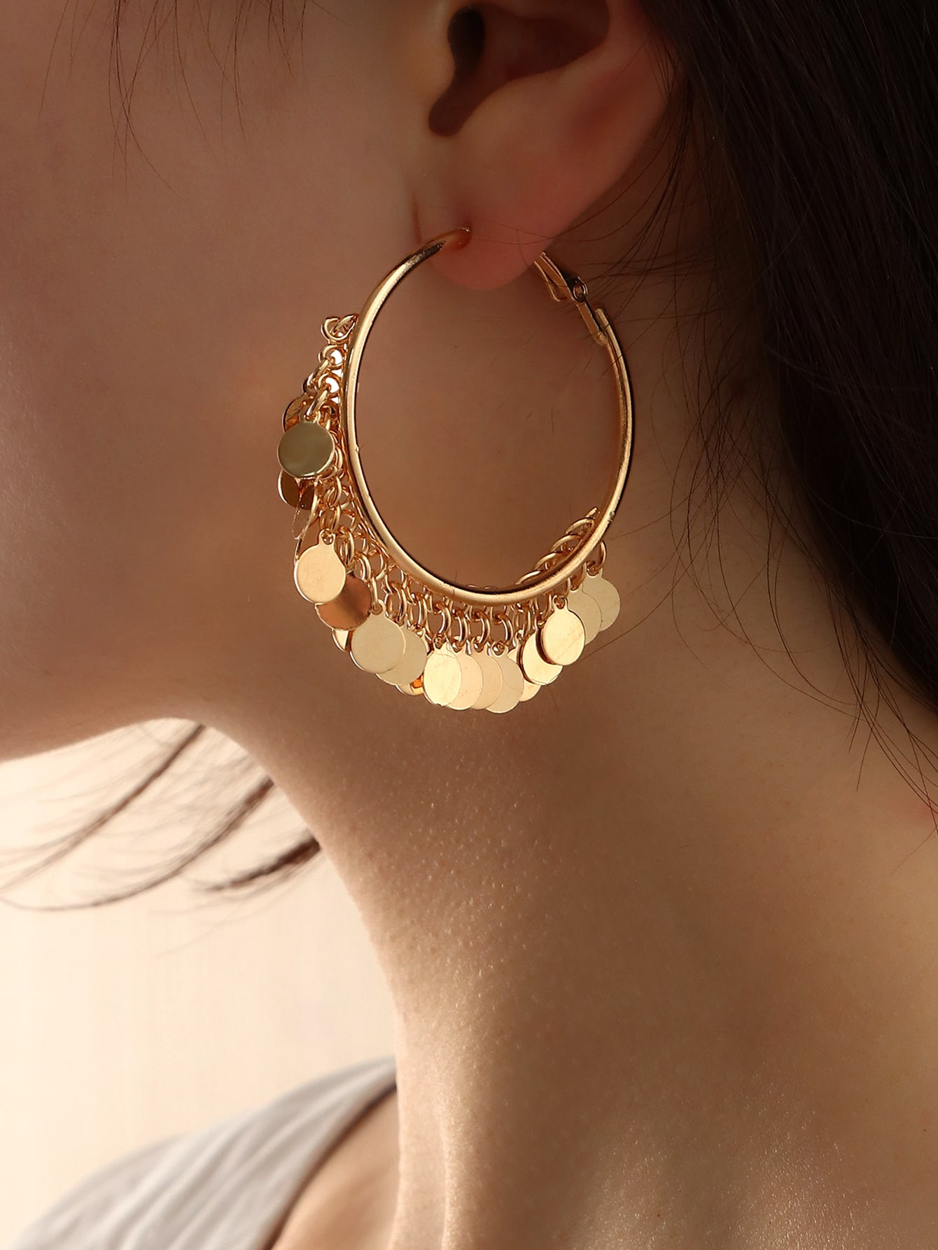NAIZHU Disc Charm Earrings | SHEIN USA | SHEIN