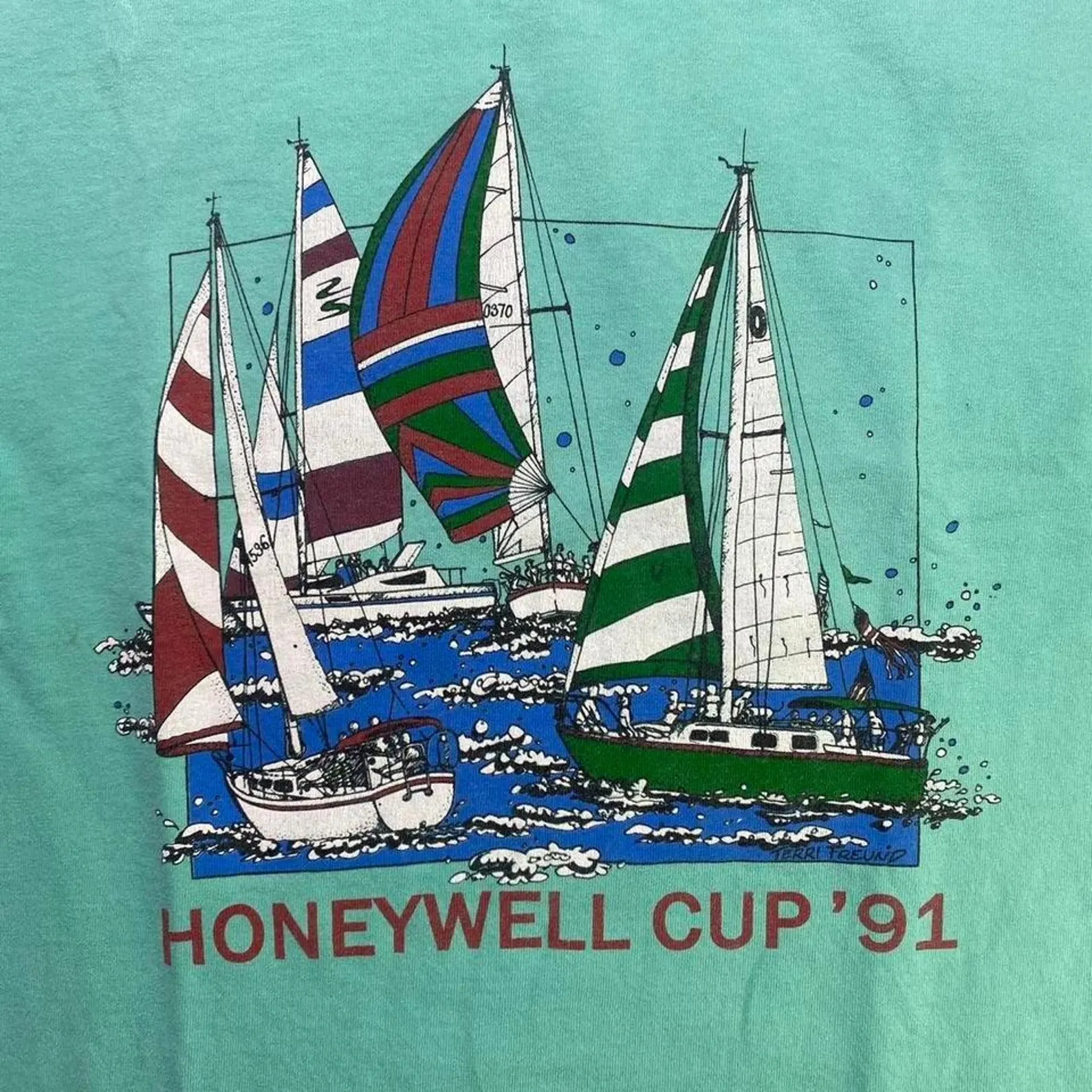 Vintage 90s 1991 Honeywell Cup sailing boat nautical single stitch shirt MEDIUM | Etsy (US)