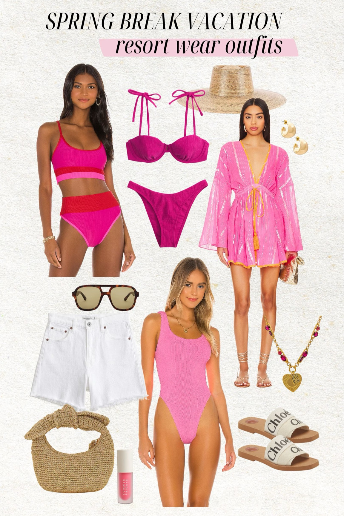 Beach vacation resort wear pink outfit ideas 🩷 

Resort wear; vacation outfits; hunza g; Abercrombie swimsuit; pink swimsuit coverup; pink bikini; white shorts; Chloe slides; Chloe sandals; beach bag; beach hat; revolve; Christine Andrew 

#LTKtravel #LTKswim #LTKSeasonal