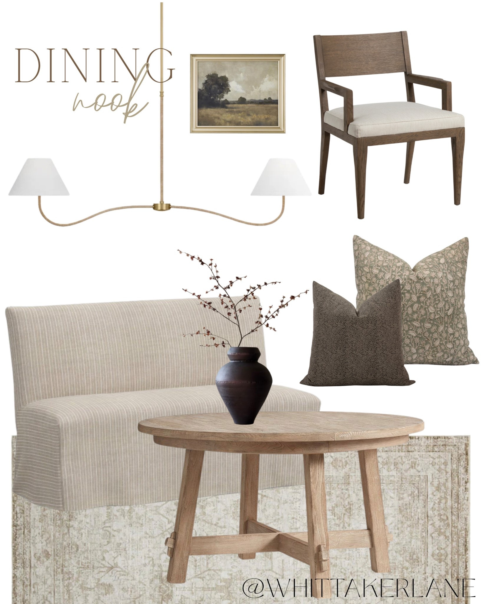 Pretty dining nook ✨

Transitional dining room 
Dining room rug 
Dining nook 
Dining light fixture 
Studio McGee 
Studio McGee target 
McGee and co dupe 
Dining room inspo 
Dining room mood board 
Dining chairs 

#LTKHome #LTKU #LTKSaleAlert