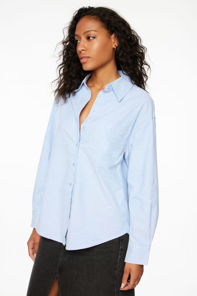 Frida Oversized Poplin Button Up Shirt | Dynamite Clothing