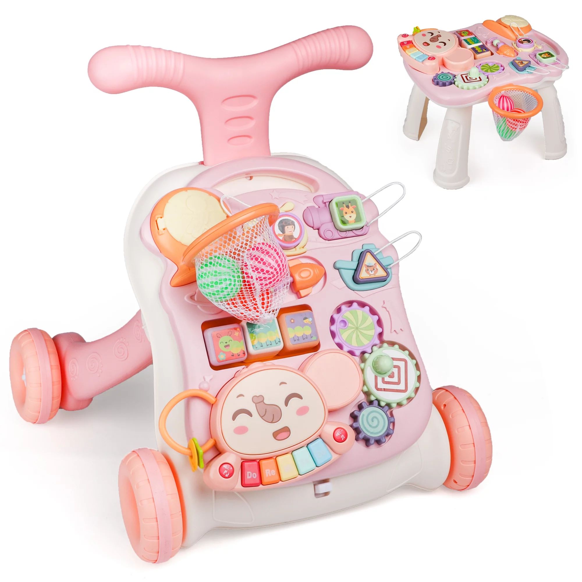 HopeRock Pink 3-in-1 Baby Walker&Activity Center&Learning Table for Girls 6 Months+, Best First B... | Walmart (US)