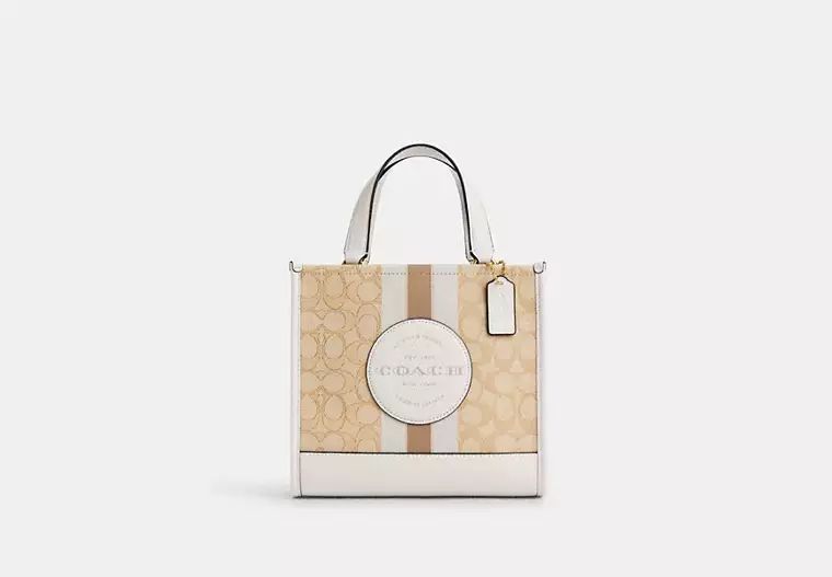 Dempsey Tote Bag 22 In Signature Jacquard With Stripe And Coach Patch | Coach Outlet