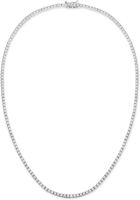 Gemsme 18K White/Yellow Gold Plated 3.0mm Round Cubic Zirconia Classic Tennis Necklace For Women ... | Amazon (US)