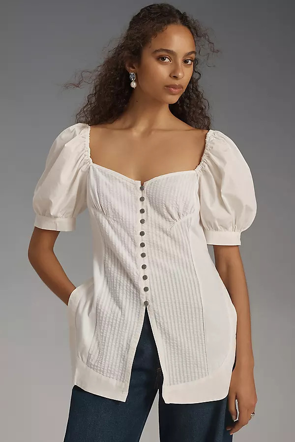 Puff-Sleeve Sweetheart Top | Anthropologie (US)