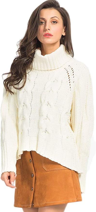 PERSUN Women's Turtleneck Chunky Cable Long Sleeve Knit Pullover Sweater | Amazon (US)