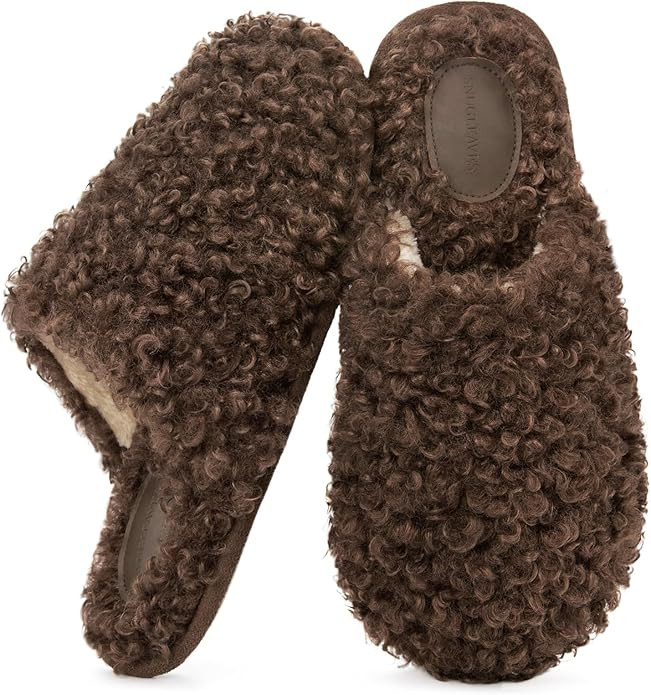 Snug Leaves Women's Scuff Slippers Furry Cute Memory Foam House Shoes | Amazon (US)