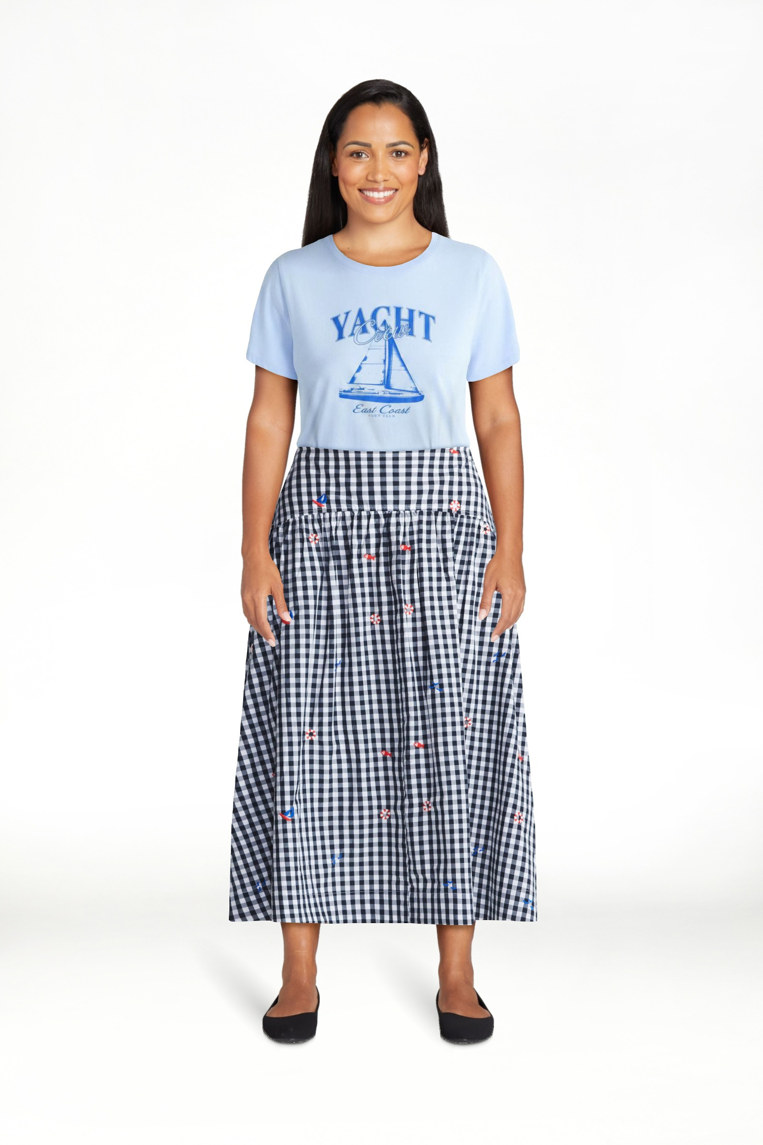 Free Assembly Women's and Women's Plus Embroidered Cotton Midi Skirt, Sizes 0-26W | Walmart (US)