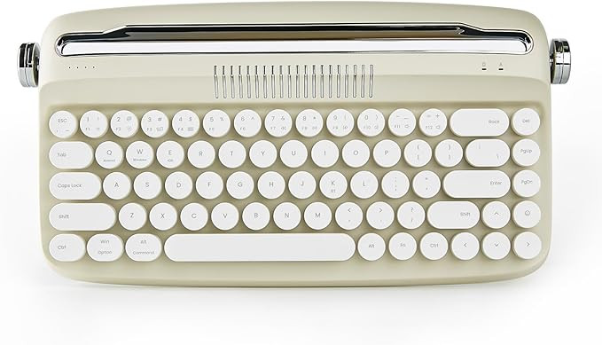 YUNZII Upgraded Wireless Keyboard, Retro Keyboard Typewriter Style with Integrated Stand, USB-C/B... | Amazon (US)