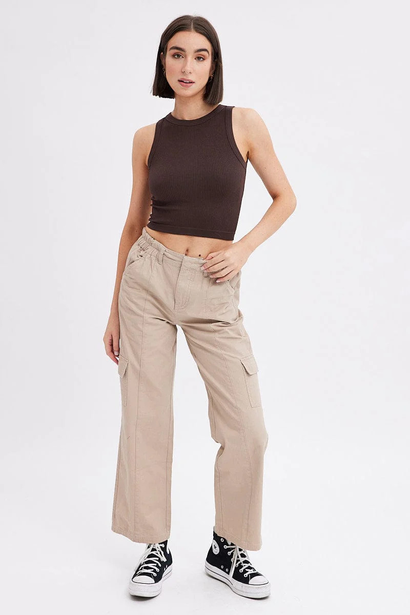 Beige Cargo Pants Mid Rise | Ally Fashion (US, Australia & New Zealand)