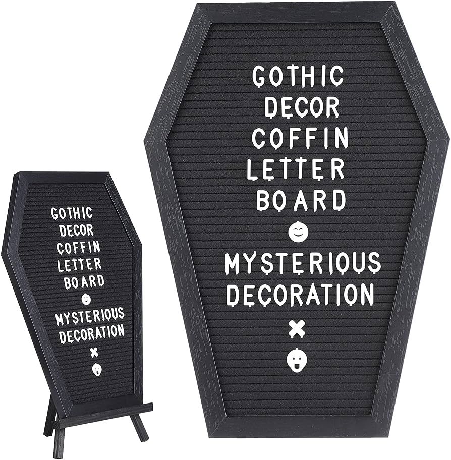 COSYOO Coffin Letter Board, Gothic Decor Message Board, Spooky Letterboard for Tabletop or Wall, Cre | Amazon (US)