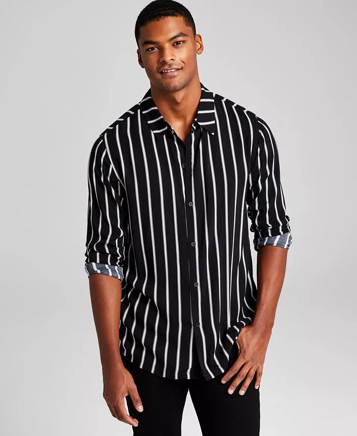 Men's Striped Long-Sleeve Resort Shirt | Macys (US)