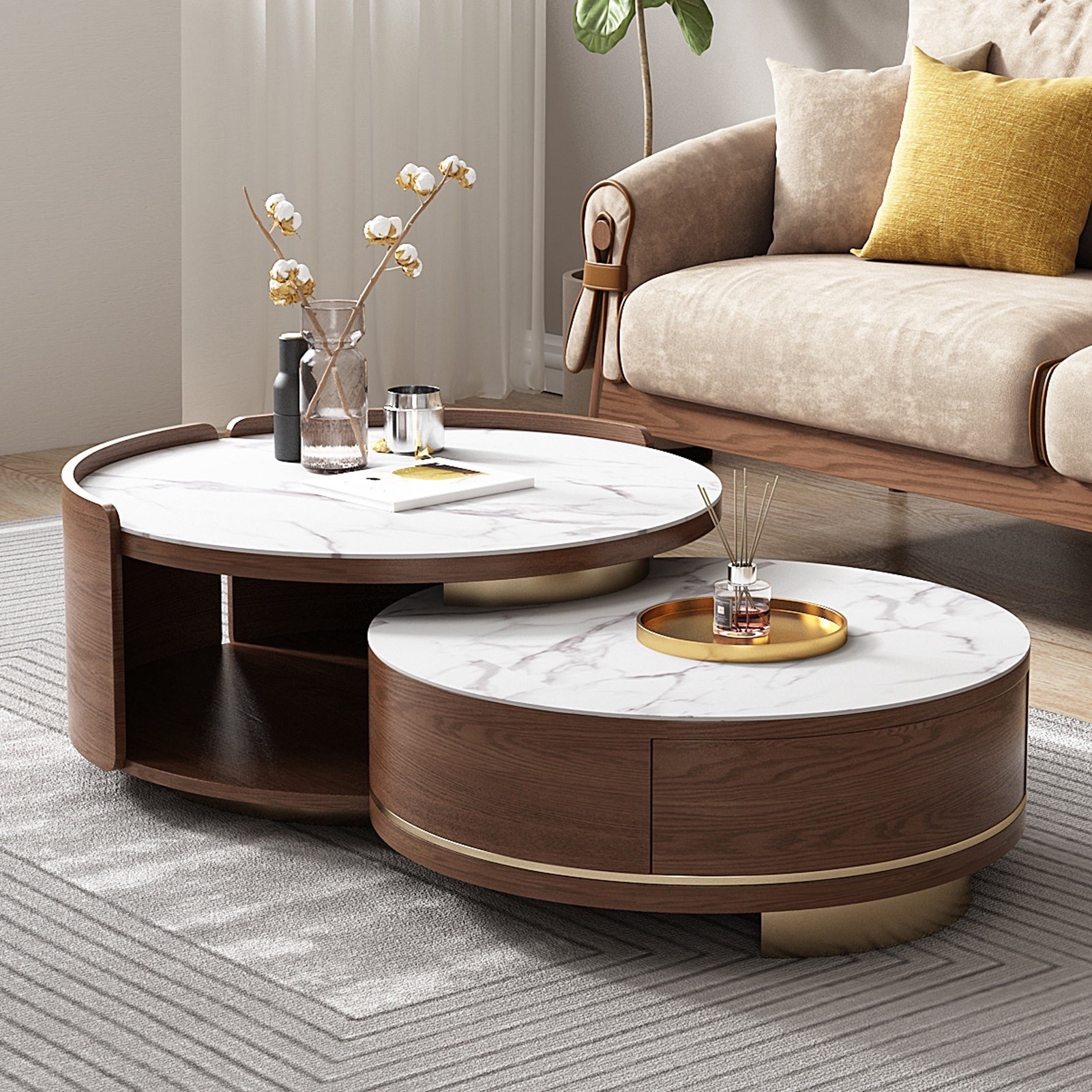 Inspired by sculptural modern luxury, the Modern Round Coffee Table Set features a sophisticated three-piece design with a premium microcrystalline stone top and a versatile swivel surface. Its layered composition creates visual depth while offering flexible functionality for entertaining and everyday living. ON SALE and under $1,000.

Keywords:

* round coffee table set
* 3 piece coffee table set
* swivel coffee table
* rotating coffee table
* microcrystalline stone coffee table
* stone top coffee table
* modern coffee table
* contemporary coffee table
* luxury coffee table
* mixed material coffee table
* sculptural coffee table
* designer coffee table
* living room coffee table
* statement coffee table
* organic modern furniture
* minimalist coffee table
* apartment living room furniture
* contemporary home décor
* modern center table
* luxury living room furniture

#LTKSaleAlert #LTKHome #LTKSeasonal