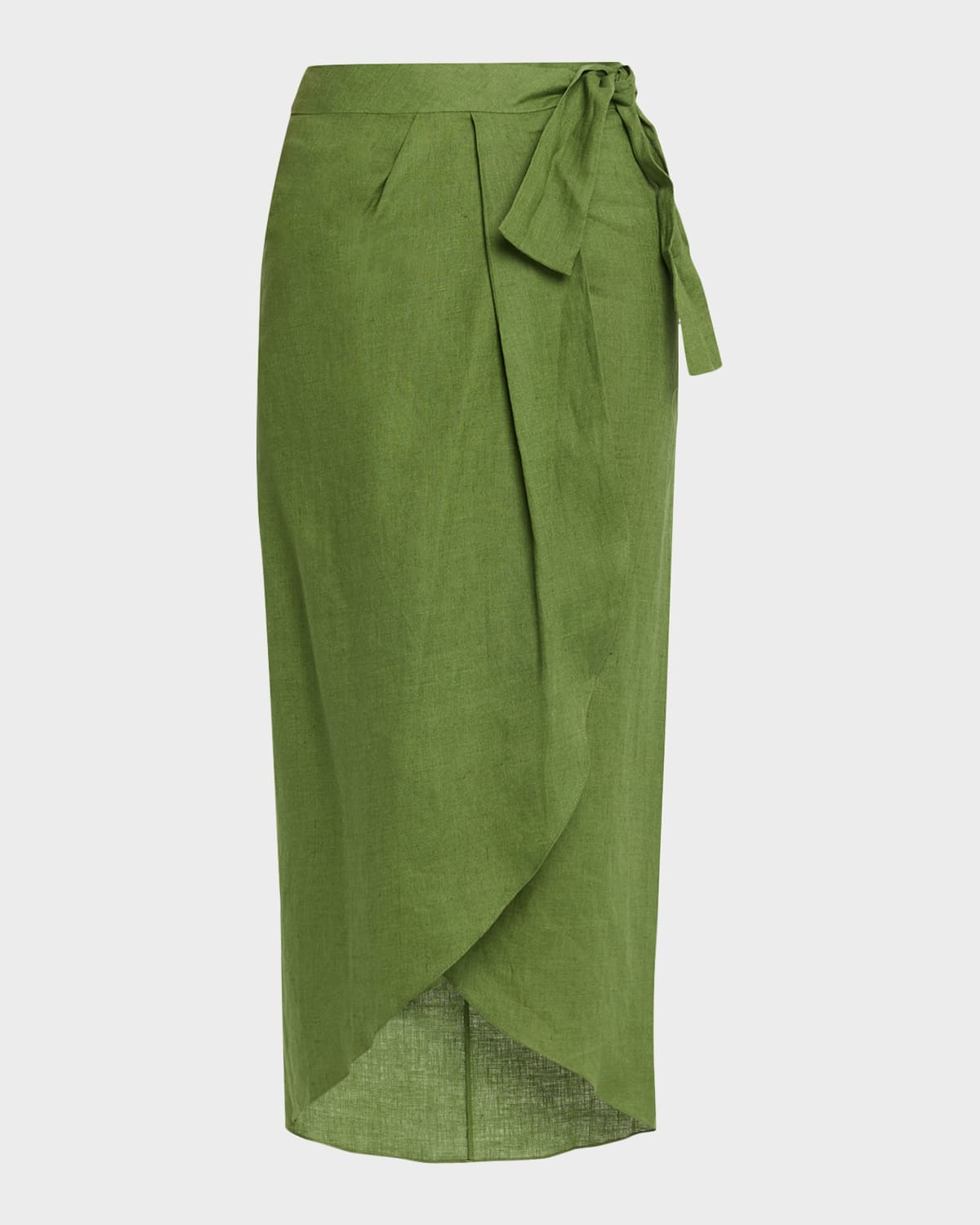 Safari Linen Midi Wrap Skirt | Neiman Marcus