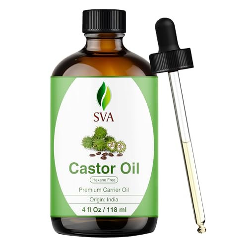 SVA Castor Seed Oil - 4 Fl Oz – 100% Natural Cold Pressed Castor Oil - for Face, Skin Care, Hair Care, Scalp Massage & Body Massage – Carrier Oil with Dropper | Amazon (US)