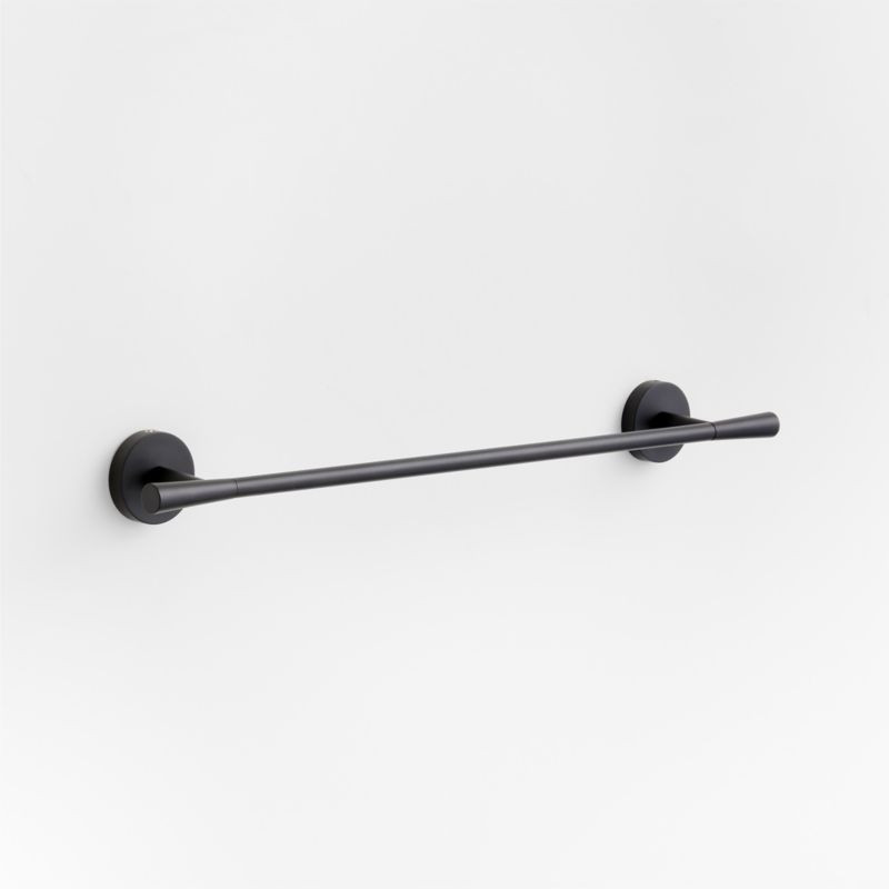 Tapered Matte Black Bath Towel Bar 18" | Crate & Barrel | Crate & Barrel