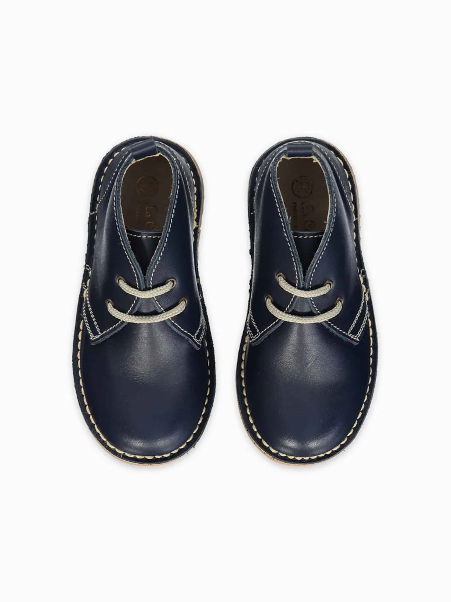 Navy Leather Kids Desert Boots | La Coqueta (US)