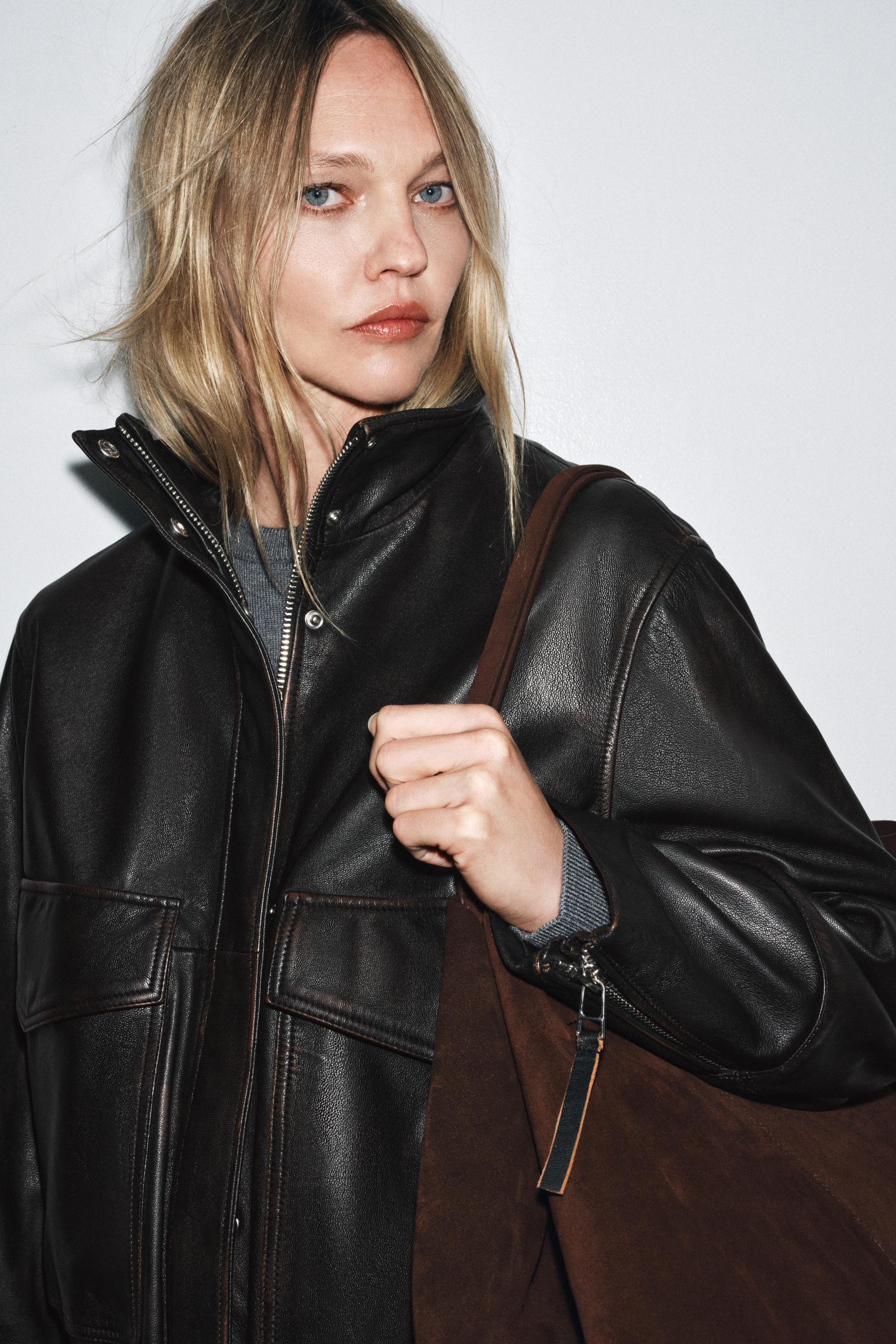 ZW COLLECTION LIMITED EDITION LEATHER BOMBER JACKET | Zara US