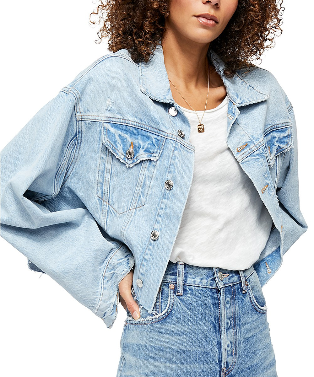 Free People Women's Denim Jackets WASHED - Washed Denim Amelia Slouchy Trucker Jacket - Women | Zulily