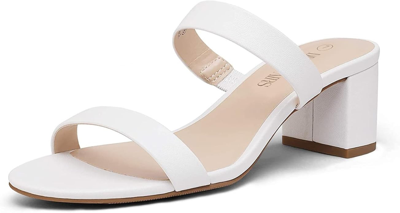 DREAM PAIRS Women's Two Strap Open Toe Low Block Chunky Heels Sandals Dress Pumps Casual Summer M... | Amazon (US)