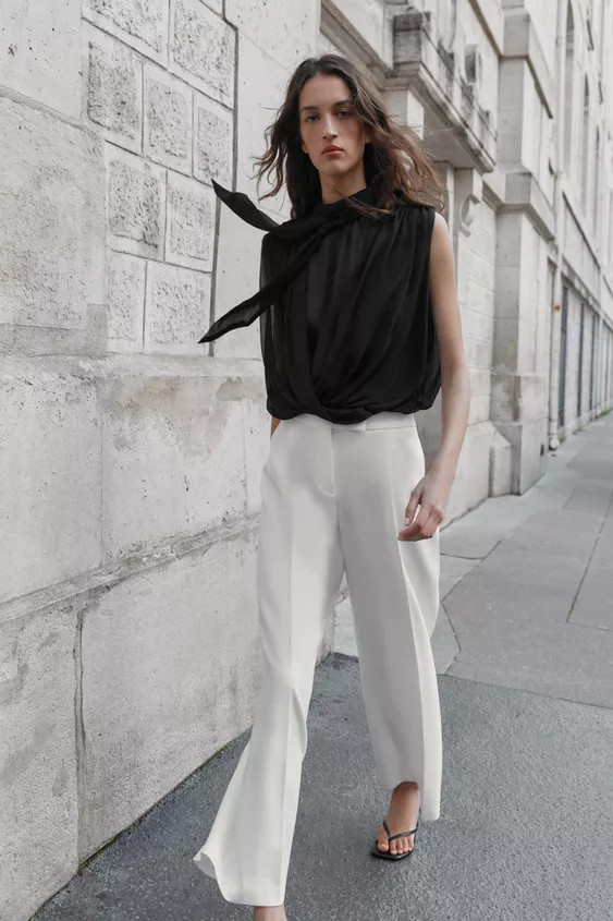 PLEATED WIDE LEG PANTS | Zara US