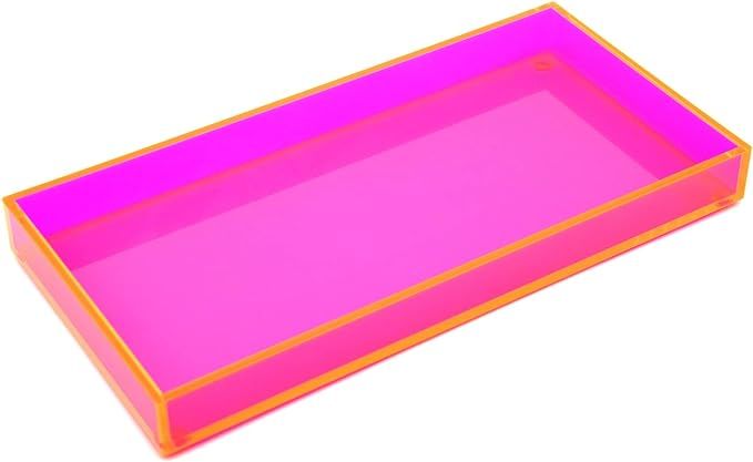 Acrylic Vanity Tray Decorative Bathroom Tray Perfume Jewelry Makeup Tray for Dresser Tops Small D... | Amazon (US)