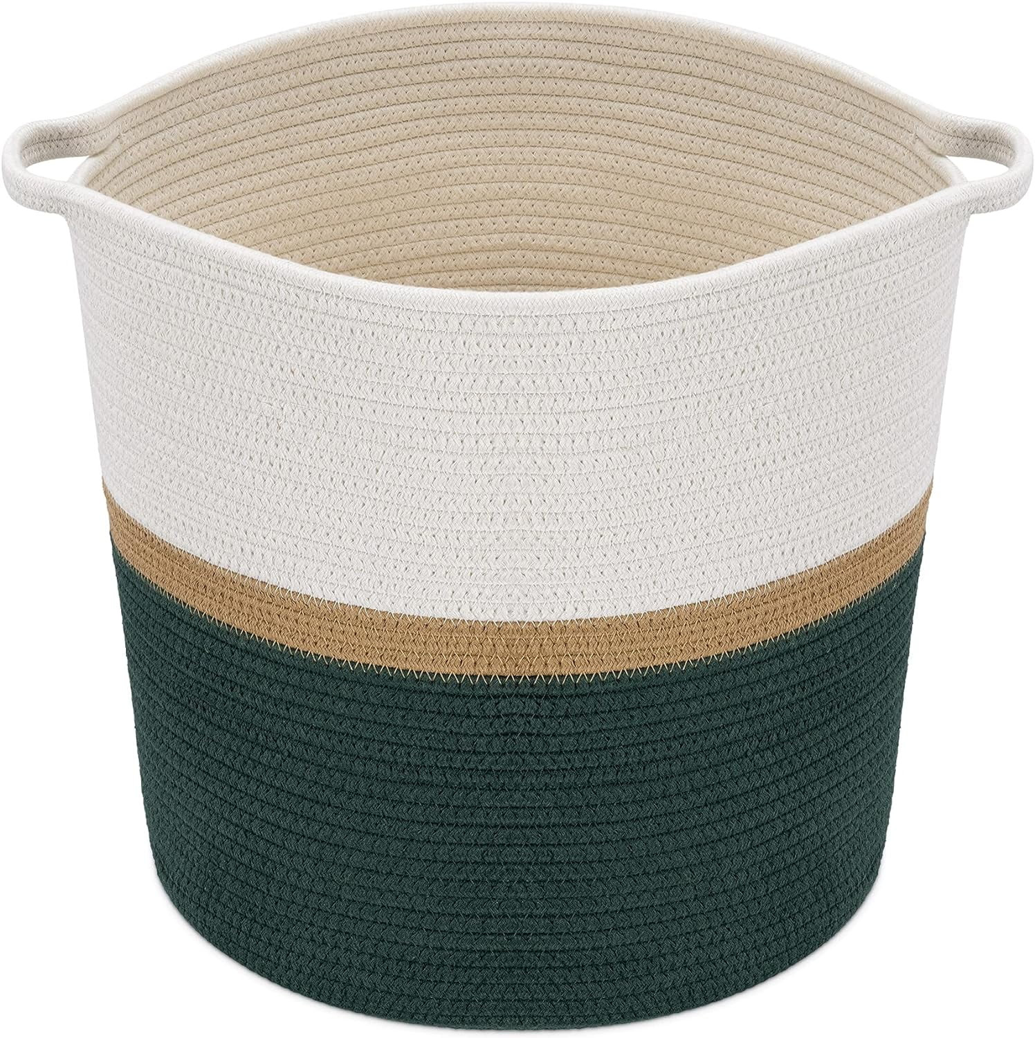 Navaris Cotton Rope Basket - 17.7" Diameter x 15" Height Woven Storage Basket with Handles for La... | Walmart (US)