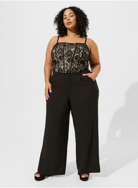 Wide Leg Stretch Crepe High-Rise Pant | Torrid (US & Canada)