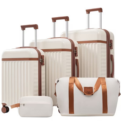Cesicia Beige Luggage Set 5 Piece, Hardside Carry on Suitcase , Expandable Luggage with Travel Bags Spinner Wheels TSA Lock | Target