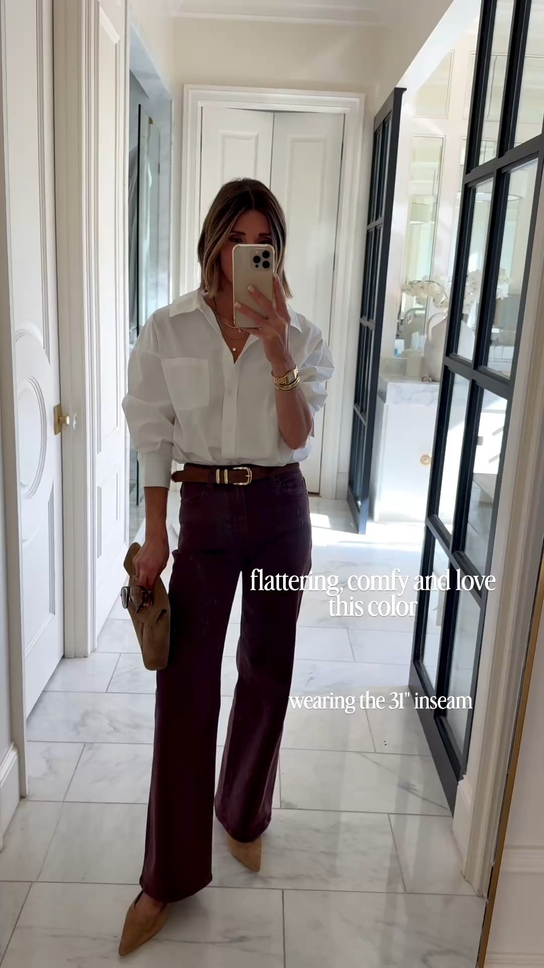 New color in the jeans that fit everyone. They are super flattering. I'm wearing the 31" inseam fit tts