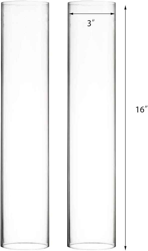 CYS EXCEL 6 PCS (H:16" D:3") Open Ended Glass Hurricane Candleholder Tube Shade | Multiple Size Choices Open Flame Candle Chimney Tube Cover | Bottomless Cylinder | Amazon (US)