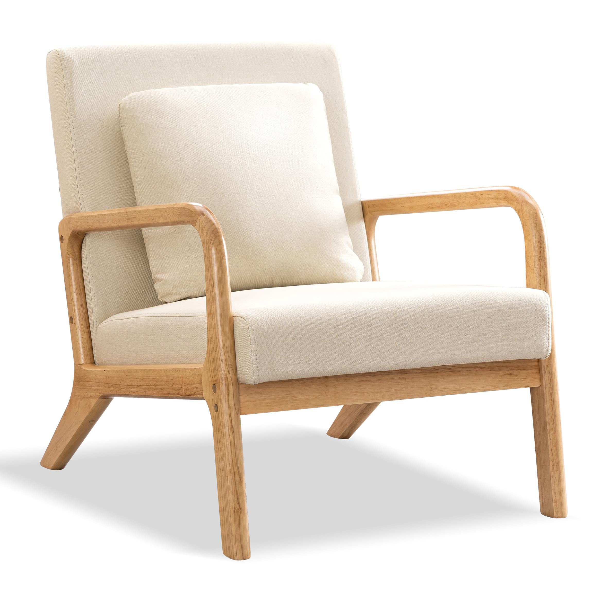 ELUCHANG Mid-Century Modern Chair,Accent Chair with Lumbar Pillow,Upholstered Armchair,Linen Fabr... | Amazon (US)