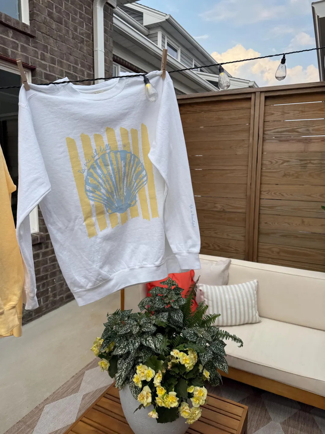 La Vie Est Belle Seashell Comfort Colors Sweatshirt | Life is Beautiful Shell Graphic | Coastal F... | Etsy (US)