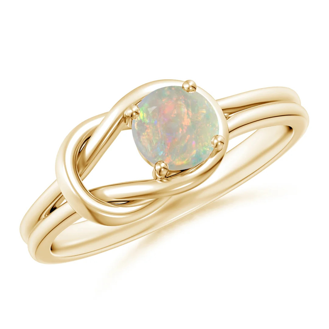 Solitaire Opal Infinity Knot Ring | Angara Inc.